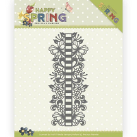 Billede: skæreskabelon løs kant med blomster og sommerfugle med mulighed for isætning af bånd, PRECIOUS MARIEKE DIE PM10147 (HOBBYJOURNAL DIE), 6x13cm