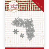 Billede: skære/prægeskabelon juleblomsterhjørne med baggrund, PRECIOUS MARIEKE DIE PM10165, 6x6,8cm 