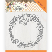 Billede: skæreskabelon krans med løse blomster, PRECIOUS MARIEKE DIE PM10169, 12,5x12,5cm 
