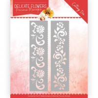 Billede: skæreskabelon 2 scalloped kanter, hvor mønsteret bliver skåret ud, men den lige kant bliver ikke skåret fra, PRECIOUS MARIEKE DIE PM10179, 12,5x3,3cm x2 