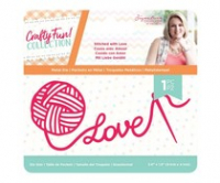 Billede: skæreskabelon garnnøgle love og nål, Crafter's Companion Crafty Fun Stitched with Love Die (S-CF-MD-STWL), førpris kr. 35,- nupris