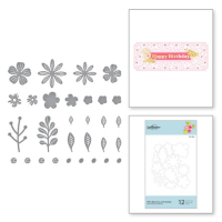 Billede: skæreskabelon Mini Blooms and Sprigs Etched Dies from the Slimline Collection, Spellbinders
