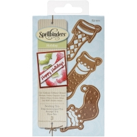 Billede: skære/prægeskabelon julesokker, 3,8x8,3cm, 4,7x5,7cm, 5,3x5,3cm, spellbinders