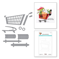 Billede: skære/prægeskabelon indkøbsvogn, 3D Shopping Cart Etched Dies (S4-1141), Spellbinders