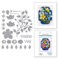 Billede: skæreskabelon Four Petal Thank You Floral Etched Dies (S4-1276), Spellbinders