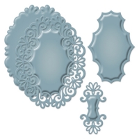 Billede: spellbinders Heirloom Oval, Accent: 2? x 1
Border 1: 3? x 2? Inset: 4 x 5 Border 2: 4? x 5
