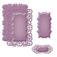 Billede: skæreskabelon Shapeabilities Heirloom Rectangle Etched Dies, Accent: 1.25 x 4 in Border 1: 2.25 x 4.625 in Inset: 4.25 x 6.625 in Border 2: 4.625 x 6.25 in, førpris kr. 210,00,nupris