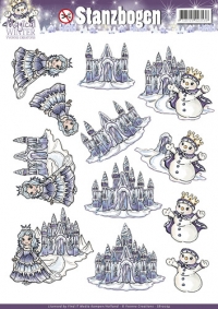 Billede: magical winter snedronning og snemand ved slottet, udstanset yvonne design