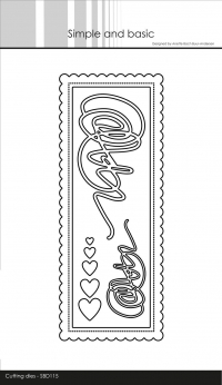 Billede: skæreskabelon tilbehør til M65 kort, Simple and Basic die “Slimcard Add-on, passer til SBD098 & SBD114, SBD115, 7,3x18,3cm, førpris kr. 100,- nupris