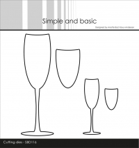 Billede: skæreskabelon champagneglas med opfyldning, Simple and Basic die “Champagne Glasses