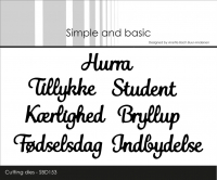 Billede: skæreskabelon Hurra, Tillykke, Student, Kærlighed, Bryllup, Fødselsdag, Indbydelse, Simple and Basic die Danske Tekster, SBD153, Hurra: 3,6x1,2cm