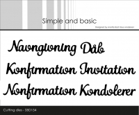 Billede: skæreskabelon Navngivning, Dåb, Konfirmation, Invitation, Nonfirmation, Kondolerer, Simple and Basic die Danske Tekster, SBD154, Kondolerer: 6x1,2cm