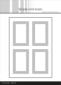 Billede: skæreskabelon i A6 størrelse med 4 rektangulære udskæringer med dobbeltpiercing, Simple and Basic die 