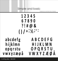 Billede: skæreskabelon alfabet, både store og små bogstaver samt tal og tegn, Simple and Basic die 