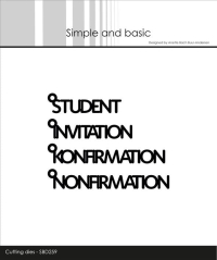 Billede: skæreskabelon danske ord med ring, STUDENT, INVITATION, KONFIRMATION, NONFIRMATION, Simple and Basic die 