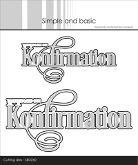 Billede: skæreskabelon Konfirmation i 2 størrelser, bør bruges sammen med stempel SBC140, så bliver teksten til TILLYKKE MED DIN Konfirmation, Simple and Basic die 