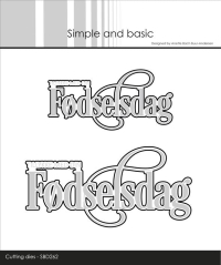 Billede: skæreskabelon Fødselsdag i 2 størrelser, bør bruges sammen med stempel SBC142, så bliver teksten til TILLYKKE MED DIN Fødselsdag, Simple and Basic die 