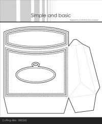 Billede: skære/prægeskabelon gaveæske til bl.a. A7 kort, Simple and Basic die 