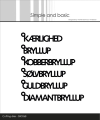 Billede: skæreskabelon danske ord med ring KÆRLIGHED, BRYLLUP, KOBBERBRYLLUP, SØLVBRYLLUP, GULDBRYLLUP, DIAMANTBRYLLUP, Simple and Basic die 