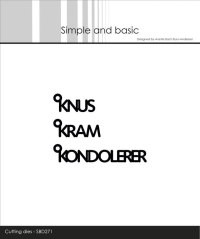 Billede: skæreskabelon danske ord med ring KNUS, KRAM, KONDOLERER, Simple and Basic die 
