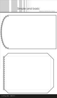 Billede: skære/prægeskabelon åben æske med hulbort til A6 kort, Simple and Basic die 