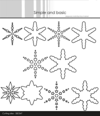 Billede: skæreskabelon 4 snefnug og 1 stjerne, Simple and Basic die 