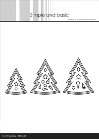 Billede: skæreskabelon 3 juletræsrammer med dots hele kanten rundt og løst juletræspynt, Simple and Basic die 
