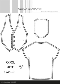 Billede: skære/prægeskabelon t-shirt og vest med knapper og 3 tekster, Simple and Basic die 