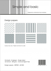 Billede: Simple and Basic Design Papers SBP002, A6 - 3x8 designs, førpris kr. 24,- nupris
