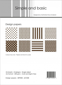 Billede: Simple and Basic Design Papers SBP008, A6 - 3x8 designs, førpris kr. 24,- nupris
