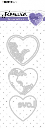 Billede: skæreskabelon lag på lag hjerte med love, STUDIO LIGHT DIES STENCILSL147, førpris kr. 60,00, nupris