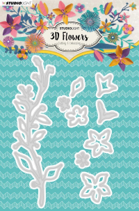 Billede: skæreskabelon STUDIO LIGHT DIES STENCILSL181, 3D FLOWERS, førpris kr. 60,00, nupris
