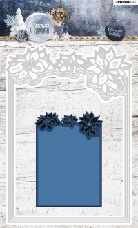 Billede: skære/prægeskabelon kort med blomster i top, STUDIO LIGHT DIES STENCILSA223, 146x205mm , førpris kr. 76,- nupris