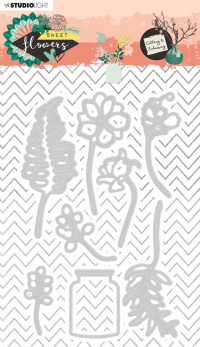 Billede: skæreskabelon blomsterkrukke og blomster, Studio Light Dies