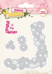 Billede: skære/prægeskabelon blomsterhjørne og løse blomster, STUDIO LIGHT DIES STENCILCS31, førpris kr. 76,- nupris