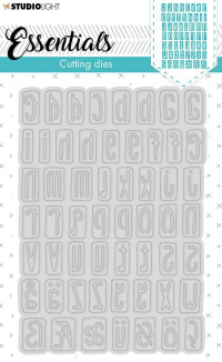 Billede: skæreskabelon små bogstaver i rammer, incl. æøå, Studio Light Dies, Alphabet Essentials, STENCILSL357, ramme med bogstav ca. 1,5cm