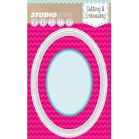 Billede: skæreskabelon oval 3 stk. STUDIO LIGHT DIES STENCILSL82, mål den største ca. 21x14,5cm, førpris kr. 68,00, nupris