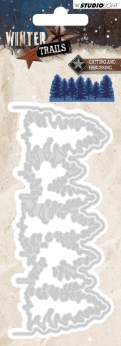 Billede: skæreskabelon juletræer med skyggebaggrund, STUDIO LIGHT DIES STENCILWT106, 133x57mm, førpris kr. 60,00, nupris