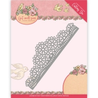 Billede: skæreskabelon blomsterkant, der kun skærer fra i den ene side, YVONNE DESIGN DIE YCD10102, 12,8 x 4,0cm, førpris kr. 58,- nupris
