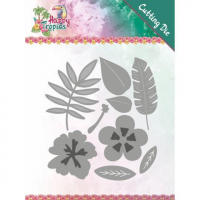 Billede: skære/prægeskabelon tropiske blomster, YVONNE DESIGN DIE YCD10174, 8,8x9,7cm, førpris kr. 66,- nupris