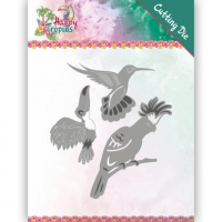Billede: skære/prægeskabelon tropiske fugle, YVONNE DESIGN DIE YCD10175, 8,7x9,7cm, førpris kr. 62,- nupris