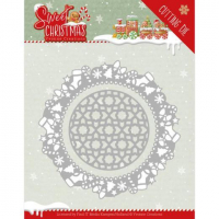 Billede: skæreskabelon krans med juleting, YVONNE DESIGN DIE YCD10178, 13x13cm