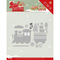 Billede: skære/prægeskabelon lille tog fyldt med juleting, YVONNE DESIGN DIE YCD10181, 9,2x6,3cm