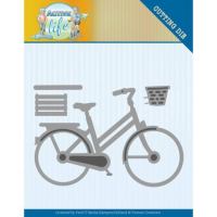 Billede: skære/prægeskabelon cykel med kurv til styret og kasse til bagagebæreren, YVONNE DESIGN DIE YCD10195 (HOBBYJOURNAL DIE), 8,1x5,6cm