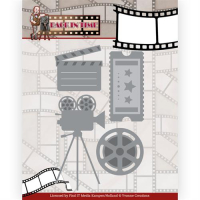 Billede: skære/prægeskabelon filmfremviser, billet, klaptræ og filmrulle, YVONNE DESIGN DIE 