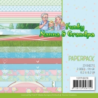 Billede: YVONNE DESIGN PAPIRBLOK 15X15CM, Funky Nanna & Grandpa, førpris kr. 40,- nupris