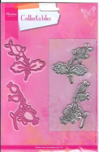 Billede: 2 skære/prægeskabeloner og 2 stempler, 2 blomstergrene, collectables, marianne design, førpris kr. 99,-, nupris