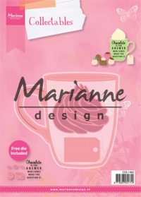 Billede: skære/prægeskabelon krus med varm cacao med skum og ekstra chokolade, MARIANNE DESIGN COL1462 Hot Chocolate Mug,
107x98 & 61x54mm - Inkl COL1366