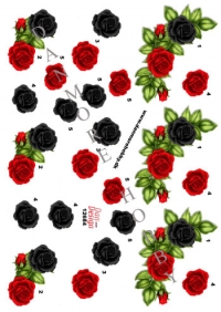 Billede: rød og sort rose, dan-design, førpris kr. 6,- nupris