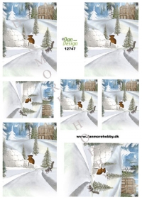 Billede: igloo og hus i snelandskab, dan-design, førpris kr. 6,- nupris
